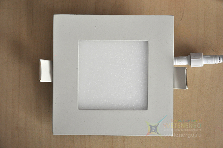 Встраиваемый ультра тонкий светильник, квадратный, 120 х 120 мм, (тёплый белый)