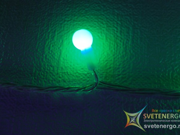 Гирлянда светодиодная с матовыми шариками на прозрачном проводе зелёная