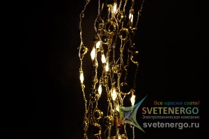 Низковольтный пучок светодиодной гирлянды "Роса-Бусинка", золотые бусины, цвет теплый белый
