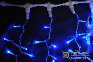 Светодиодный занавес, размер 2,5 x 3 метра, провод прозрачный, цвет синий