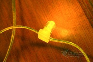 Светодиодный клип лайт, провод прозрачный, цвет желтый