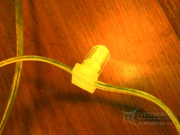 Светодиодный клип лайт, провод прозрачный, цвет желтый