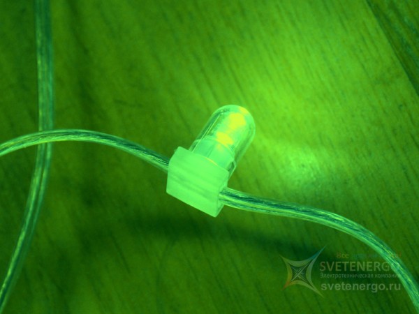 Светодиодный клип лайт, провод прозрачный, цвет зеленый