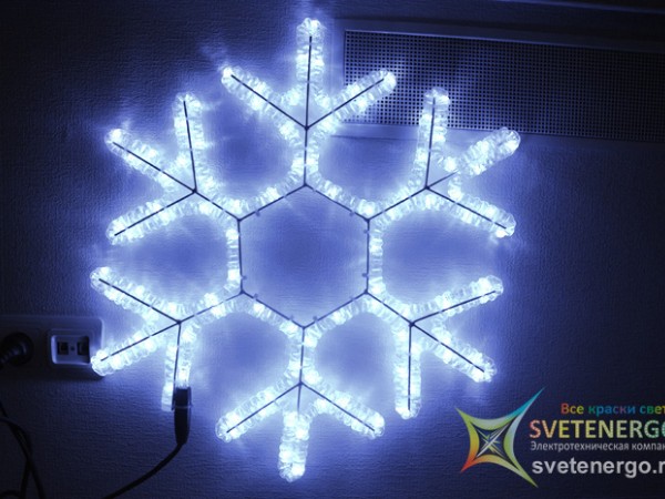 Светодиодный новогодний мотив «Снежинка» 60 см. цвет светодиодов белый