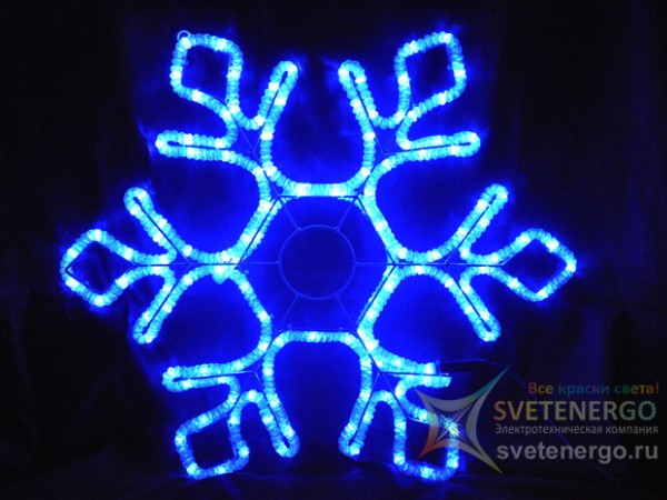 Светодиодный новогодний мотив «Снежинка» 80 см., цвет синий