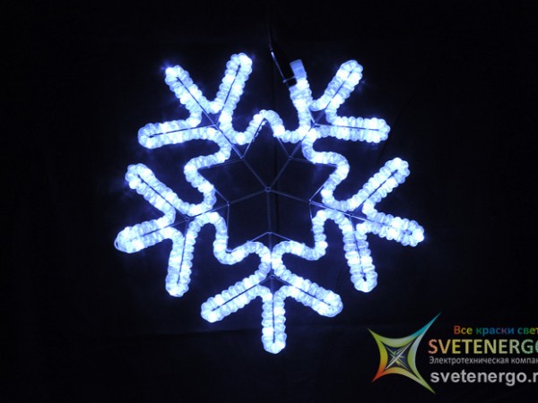 Светодиодный новогодний мотив «Снежинка» с эффектом мерцания, (СК006) 80 см. цвет белый