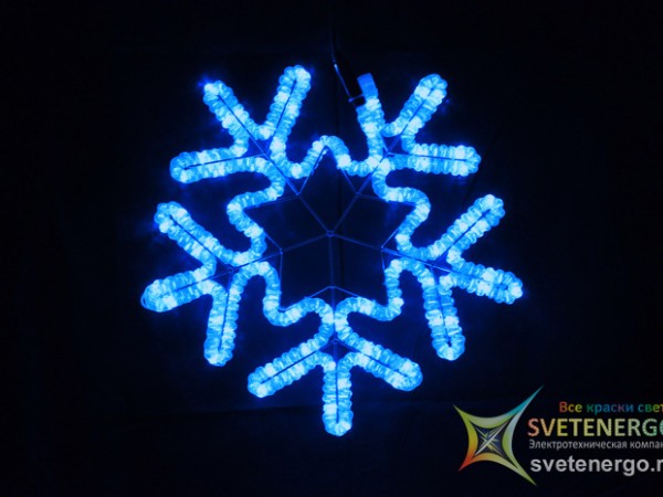 Светодиодный новогодний мотив «Снежинка» с эффектом мерцания, (СК006) 80 см., цвет синий