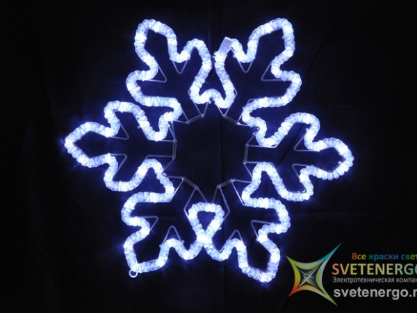 Светодиодный новогодний мотив «Снежинка» с эффектом мерцания, 62 см., цвет белый