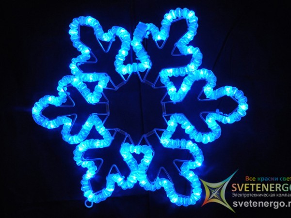 Светодиодный новогодний мотив «Снежинка» с эффектом мерцания, 62 см., цвет синий