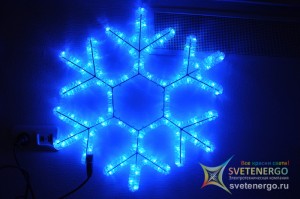 Светодиодный новогодний мотив «Снежинка» с эффектом мерцания, 77 см., цвет синий