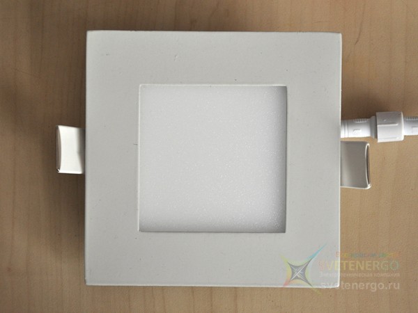 Встраиваемый ультра тонкий светильник, квадратный, 110 х 110 мм, (тёплый белый)