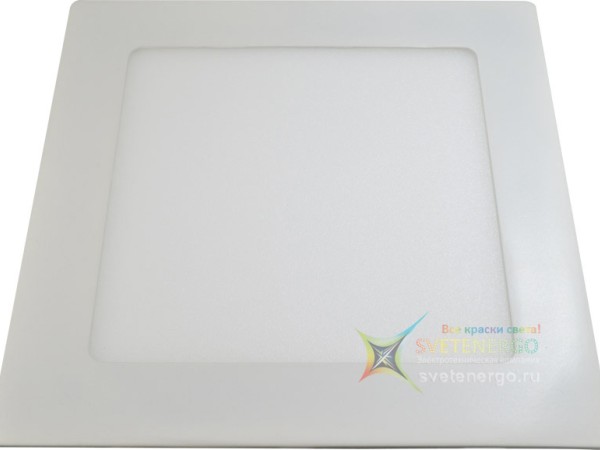 Встраиваемый ультра тонкий светильник, квадратный, 200 х 200 мм, (тёплый белый)